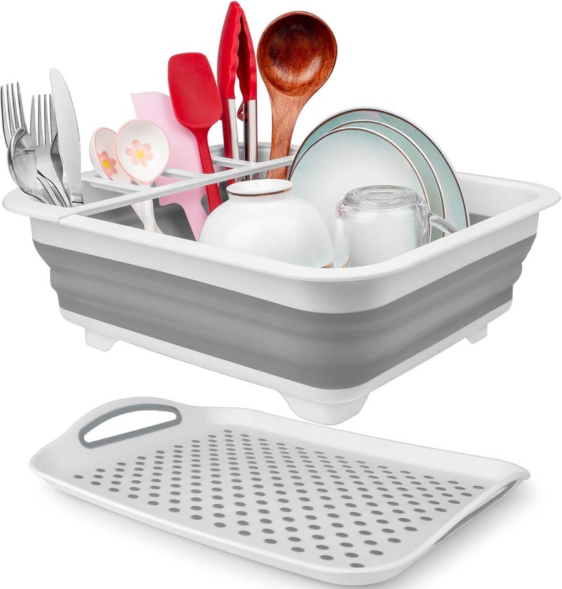 Seropy Collapsible Dish Drying Rack Portable Dish Drainers for Kitchen Counter with Drainboard, Kitchen Sink Organizer Basket RV Accessories Camper Storage and Organization Dish Rack Over Sink Drying Rack - Image 1